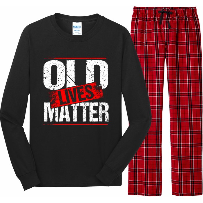 Old Lives Matter Distressed Long Sleeve Pajama Set