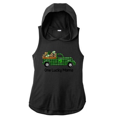 One Lucky Mama Truck Green Plaid Shamrocks St Patrick's Day Gift Ladies PosiCharge Tri-Blend Wicking Draft Hoodie Tank