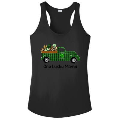 One Lucky Mama Truck Green Plaid Shamrocks St Patrick's Day Gift Ladies PosiCharge Competitor Racerback Tank