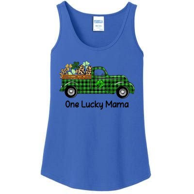 One Lucky Mama Truck Green Plaid Shamrocks St Patrick's Day Gift Ladies Essential Tank