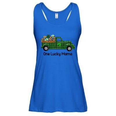 One Lucky Mama Truck Green Plaid Shamrocks St Patrick's Day Gift Ladies Essential Flowy Tank