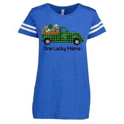 One Lucky Mama Truck Green Plaid Shamrocks St Patrick's Day Gift Enza Ladies Jersey Football T-Shirt