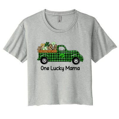 One Lucky Mama Truck Green Plaid Shamrocks St Patrick's Day Gift Women's Crop Top Tee