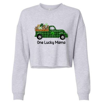 One Lucky Mama Truck Green Plaid Shamrocks St Patrick's Day Gift Cropped Pullover Crew