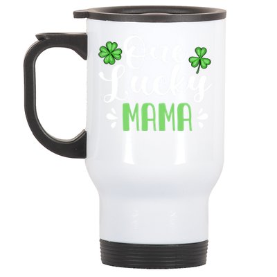 One Lucky Mama St Patrick's Day Mother Shamrock Mom Gift Stainless Steel Travel Mug