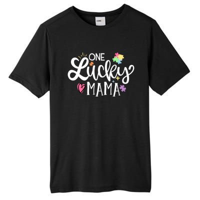 One Lucky Mama Autism Awareness Meaningful Gift Tall Fusion ChromaSoft Performance T-Shirt