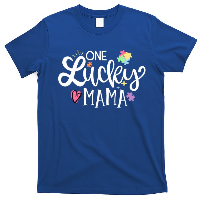 One Lucky Mama Autism Awareness Meaningful Gift T-Shirt