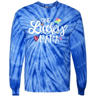 One Lucky Mama Autism Awareness Meaningful Gift Tie-Dye Long Sleeve Shirt