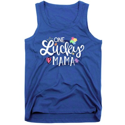 One Lucky Mama Autism Awareness Meaningful Gift Tank Top