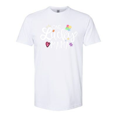 One Lucky Mama Autism Awareness Meaningful Gift Softstyle CVC T-Shirt