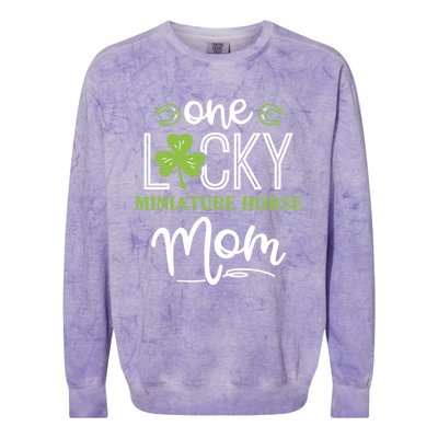 One Lucky Miniature Horse Horse Mom Irish Horseback Riding Gift Colorblast Crewneck Sweatshirt