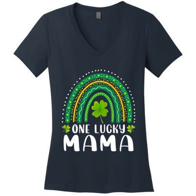 One Lucky Mama Rainbow Saint Patrick's Day Lucky Mom Mother Women's V-Neck T-Shirt