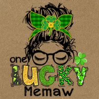 One Lucky Memaw Messy Bun Leopard St Patricks Day Meaningful Gift Cotton Canvas Backpack