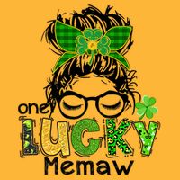One Lucky Memaw Messy Bun Leopard St Patricks Day Meaningful Gift Pom Pom 12in Knit Beanie