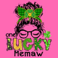 One Lucky Memaw Messy Bun Leopard St Patricks Day Meaningful Gift Stripe Pom Pom Beanie