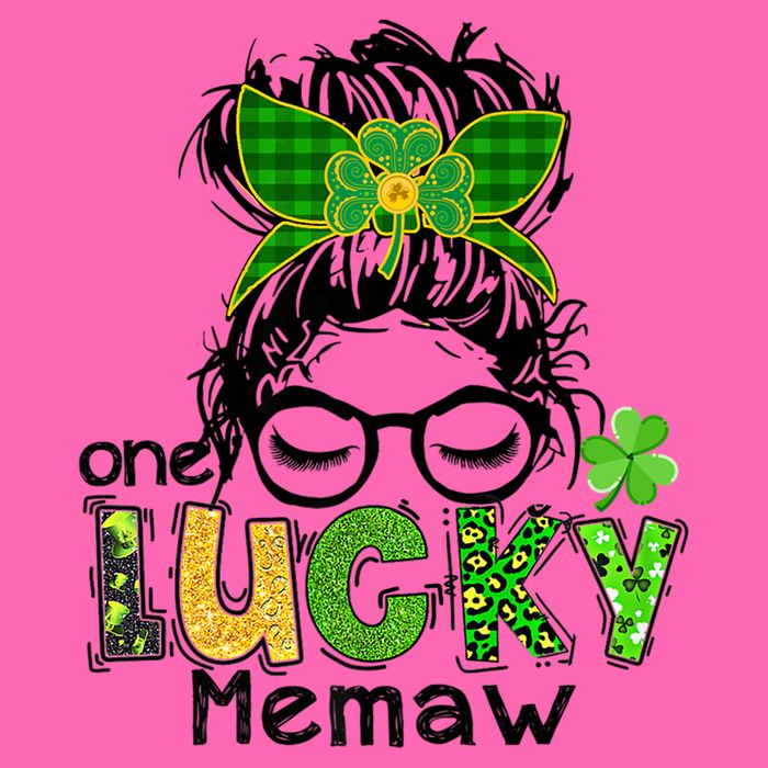 One Lucky Memaw Messy Bun Leopard St Patricks Day Meaningful Gift Stripe Pom Pom Beanie