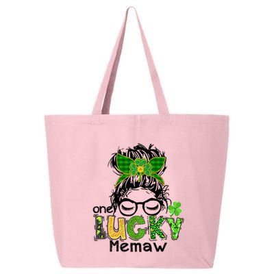 One Lucky Memaw Messy Bun Leopard St Patricks Day Meaningful Gift 25L Jumbo Tote