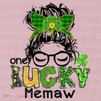 One Lucky Memaw Messy Bun Leopard St Patricks Day Meaningful Gift 25L Jumbo Tote
