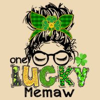 One Lucky Memaw Messy Bun Leopard St Patricks Day Meaningful Gift Drawstring Bag
