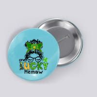 One Lucky Memaw Messy Bun Leopard St Patricks Day Meaningful Gift Button