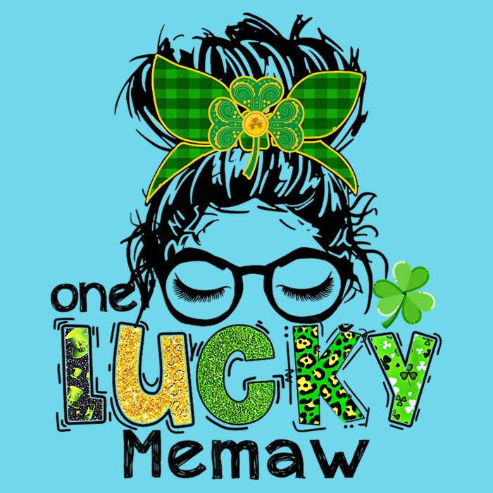 One Lucky Memaw Messy Bun Leopard St Patricks Day Meaningful Gift Button