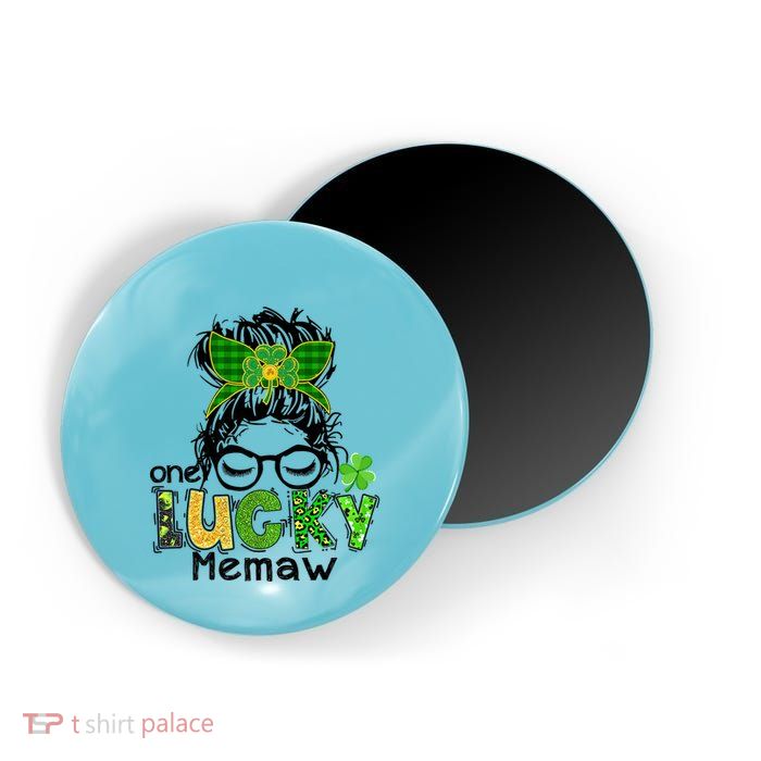 One Lucky Memaw Messy Bun Leopard St Patricks Day Meaningful Gift Magnet