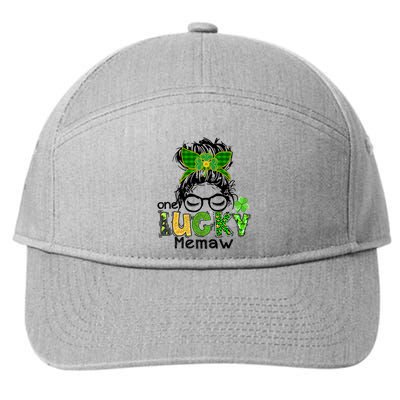 One Lucky Memaw Messy Bun Leopard St Patricks Day Meaningful Gift 7-Panel Snapback Hat
