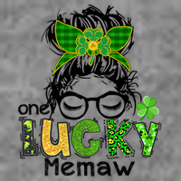 One Lucky Memaw Messy Bun Leopard St Patricks Day Meaningful Gift 7-Panel Snapback Hat