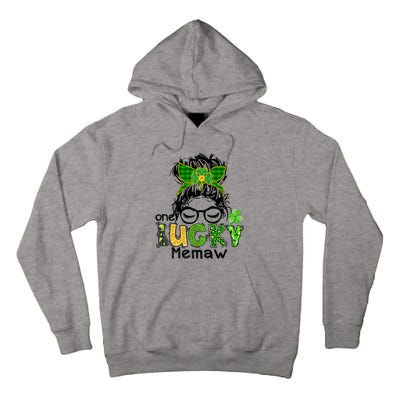 One Lucky Memaw Messy Bun Leopard St Patricks Day Meaningful Gift Tall Hoodie