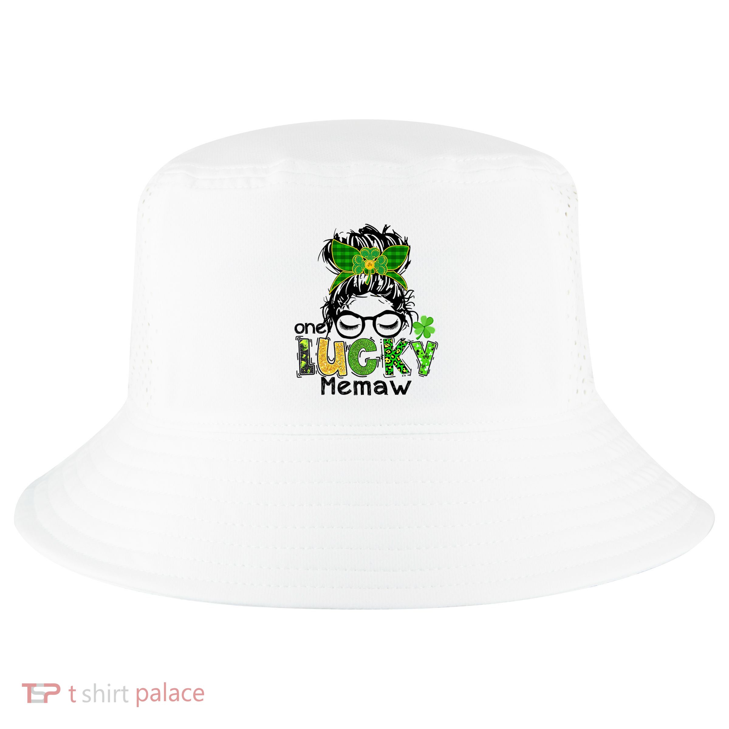 One Lucky Memaw Messy Bun Leopard St Patricks Day Meaningful Gift Cool Comfort Performance Bucket Hat