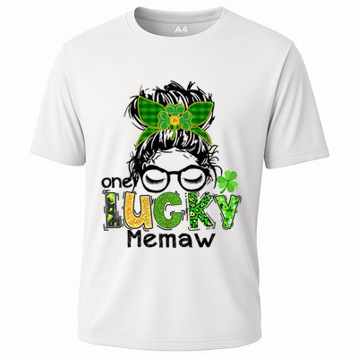 One Lucky Memaw Messy Bun Leopard St Patricks Day Meaningful Gift Performance Shirt