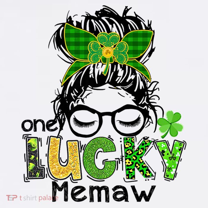 One Lucky Memaw Messy Bun Leopard St Patricks Day Meaningful Gift Performance Shirt
