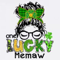One Lucky Memaw Messy Bun Leopard St Patricks Day Meaningful Gift Bucket Hat
