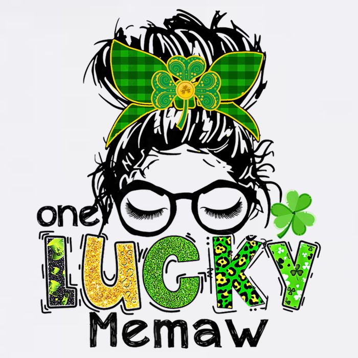 One Lucky Memaw Messy Bun Leopard St Patricks Day Meaningful Gift Bucket Hat