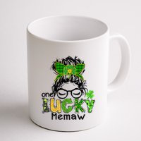 One Lucky Memaw Messy Bun Leopard St Patricks Day Meaningful Gift Mug