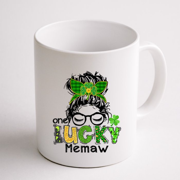 One Lucky Memaw Messy Bun Leopard St Patricks Day Meaningful Gift Mug