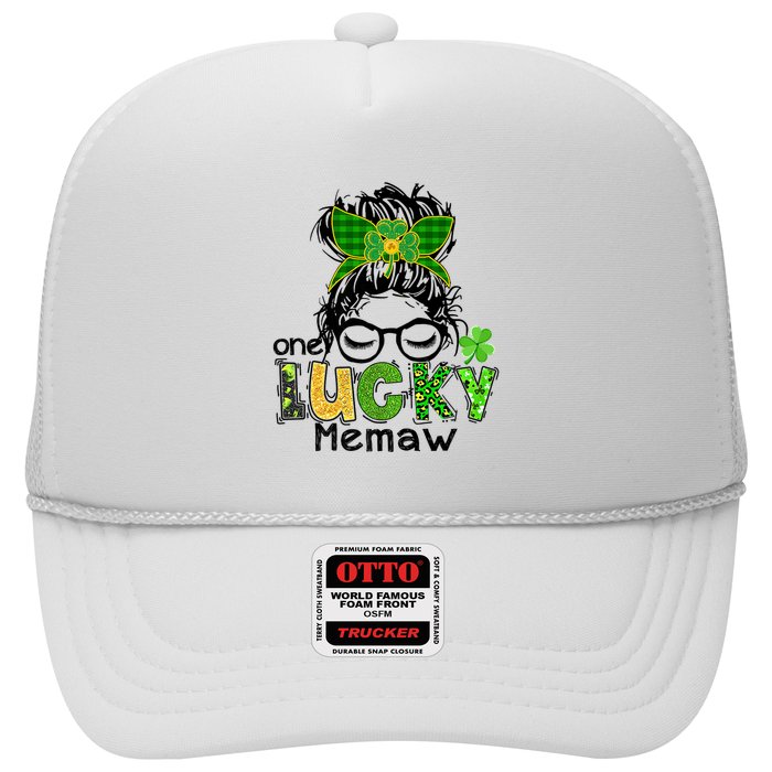 One Lucky Memaw Messy Bun Leopard St Patricks Day Meaningful Gift Hat
