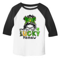 One Lucky Memaw Messy Bun Leopard St Patricks Day Meaningful Gift Toddler Fine Jersey T-Shirt