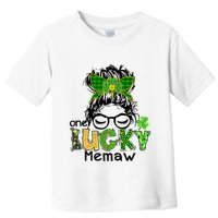 One Lucky Memaw Messy Bun Leopard St Patricks Day Meaningful Gift Toddler T-Shirt