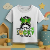 One Lucky Memaw Messy Bun Leopard St Patricks Day Meaningful Gift Toddler T-Shirt