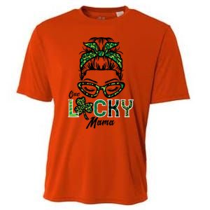 One Lucky Mama Hairbun Saint Paddy St Patricks Day Mom Gift Cooling Performance Crew T-Shirt