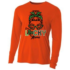 One Lucky Mama Hairbun Saint Paddy St Patricks Day Mom Gift Cooling Performance Long Sleeve Crew