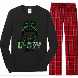 One Lucky Mama Hairbun Saint Paddy St Patricks Day Mom Gift Long Sleeve Pajama Set