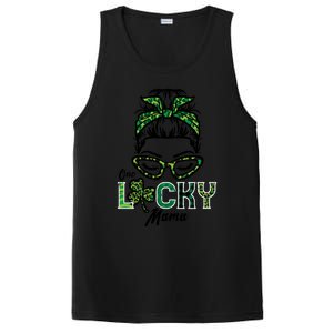 One Lucky Mama Hairbun Saint Paddy St Patricks Day Mom Gift PosiCharge Competitor Tank