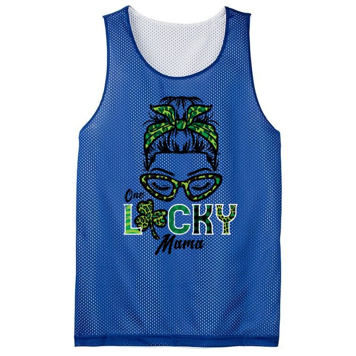 One Lucky Mama Hairbun Saint Paddy St Patricks Day Mom Gift Mesh Reversible Basketball Jersey Tank