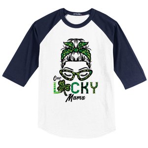 One Lucky Mama Hairbun Saint Paddy St Patricks Day Mom Gift Baseball Sleeve Shirt