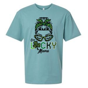 One Lucky Mama Hairbun Saint Paddy St Patricks Day Mom Gift Sueded Cloud Jersey T-Shirt