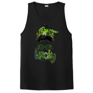 One Lucky Mama Messy Bun St Patricks Day Cute Gift PosiCharge Competitor Tank