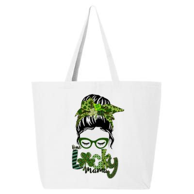 One Lucky Mama Messy Bun St Patricks Day Cute Gift 25L Jumbo Tote