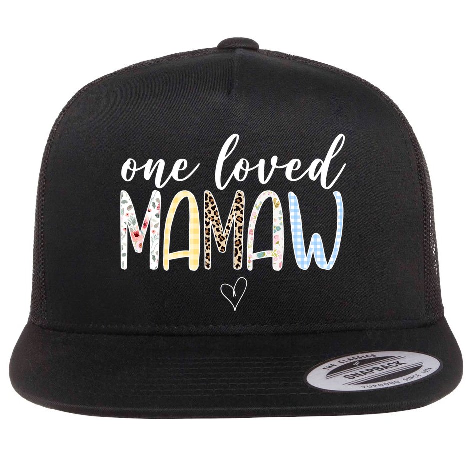 One Loved Mamaw Mothers Day Cute Flat Bill Trucker Hat